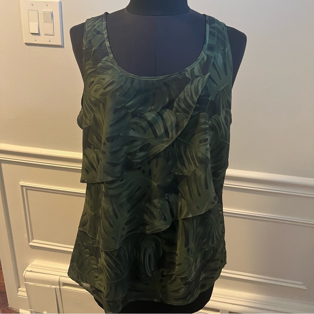 MICHAEL Michael Kors Green Ruffled Tank Top